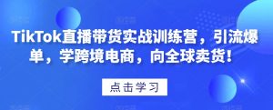 TikTok直播带货实战训练营，引流爆单，学跨境电商，向全球卖货！-一号资源库