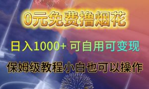 0元免费撸烟花日入1000+可自用可变现保姆级教程小白也可以操作【仅揭秘】-一号资源库