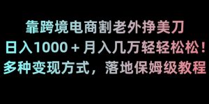 靠跨境电商割老外挣美刀，日入1000＋月入几万轻轻松松！多种变现方式，落地保姆级教程【揭秘】-一号资源库