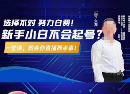 大左教您从0到1做直播带货，选择不对，努力白费，5小时课程搞定那点事，解决你起号问题-一号资源库