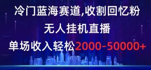 冷门蓝海赛道，收割回忆粉，无人挂机直播，单场收入轻松2000-5w+【揭秘】-一号资源库