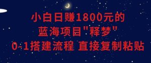 小白能日赚1800元的蓝海项目”释梦”0-1搭建流程可直接复制粘贴长期做【揭秘】-一号资源库