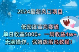 2024最新风口项目,低密度蓝海赛道,单日收益5000+,一周收益4w+!【揭秘】-一号资源库