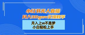 小红书无人直播月入30gmv实操教学，月入上w不是梦，小白轻松上手【揭秘】-一号资源库