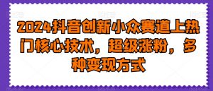 2024抖音创新小众赛道上热门核心技术,超级涨粉,多种变现方式【揭秘】-一号资源库