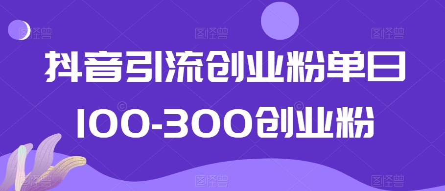 抖音引流创业粉单日100-300创业粉【揭秘】-一号资源库