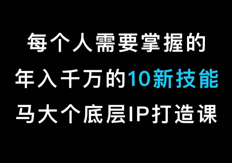 马大个的IP底层逻辑课，​每个人需要掌握的年入千万的10新技能，约会底层IP打造方法！-一号资源库