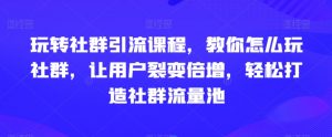 玩转社群引流课程，教你怎么玩社群，让用户裂变倍增，轻松打造社群流量池-一号资源库