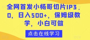 全网首发小杨哥切片IP3.0，日入500+，保姆级教学，小白可做【揭秘】-一号资源库