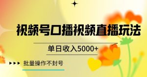 视频号囗播视频直播玩法，单日收入5000+，批量操作不封号【揭秘】-一号资源库