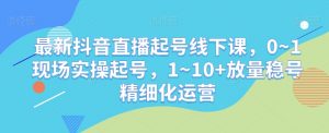 最新抖音直播起号线下课,0~1现场实操起号,1~10+放量稳号精细化运营-一号资源库