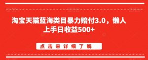 淘宝天猫蓝海类目暴力赔付3.0，懒人上手日收益500+【仅揭秘】-一号资源库