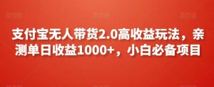 支付宝无人带货2.0高收益玩法，亲测单日收益1000+，小白必备项目【揭秘】-一号资源库