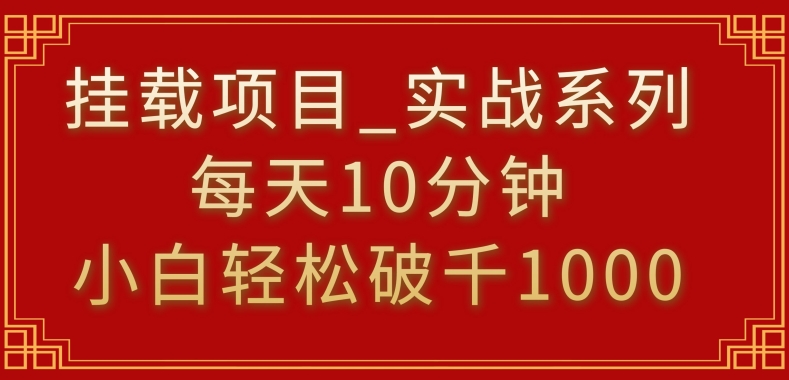 挂载项目，小白轻松破1000，每天10分钟，实战系列保姆级教程【揭秘】-一号资源库