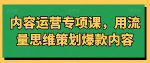 内容运营专项课，用流量思维策划爆款内容-一号资源库