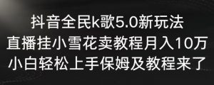 抖音全民k歌5.0新玩法,直播挂小雪花卖教程月入10万,小白轻松上手,保姆及教程来了【揭秘】-一号资源库
