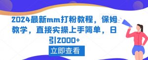 2024最新mm打粉教程,保姆教学,直接实操上手简单,日引2000+【揭秘】-一号资源库