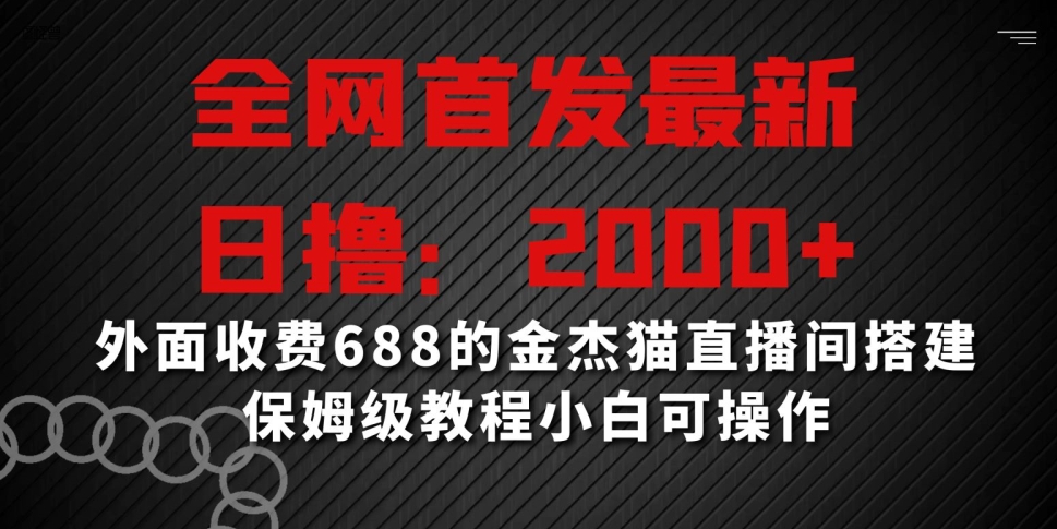 全网首发最新，日撸2000+，外面收费688的金杰猫直播间搭建，保姆级教程小白可操作【揭秘】-一号资源库