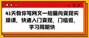 41天教你写网文—短篇向变现实操课，快速入门变现，门槛低，学习周期快-一号资源库