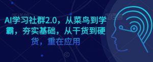 AI学习社群2.0,从菜鸟到学霸,夯实基础,从干货到硬货,重在应用-一号资源库
