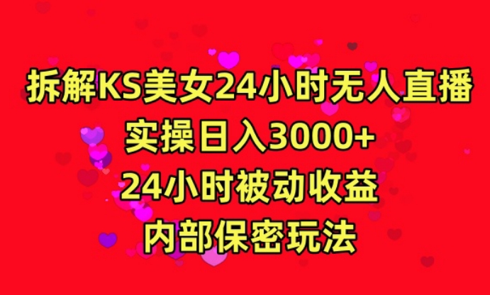 利用快手24小时无人美女直播，实操日入3000，24小时被动收益，内部保密玩法【揭秘】-一号资源库