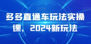 多多直通车玩法实操课，2024新玩法-一号资源库