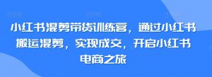 小红书混剪带货训练营，通过小红书搬运混剪，实现成交，开启小红书电商之旅-一号资源库