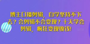 博主口播剪辑,自学坚持不下去?会剪辑不会变现?十天学会剪辑,疯狂变现收钱!-一号资源库