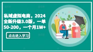 私域虚拟电商,2024全新升级3.0版,一单50-200,一个月1W+【揭秘】-一号资源库