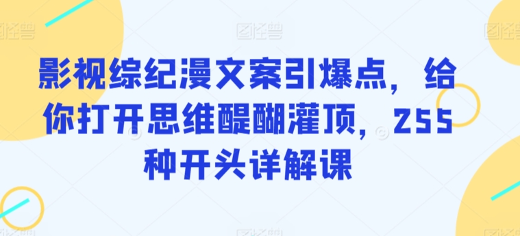 影视综纪漫文案引爆点，给你打开思维醍醐灌顶，255种开头详解课-一号资源库