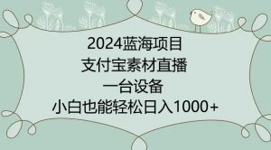 2024年蓝海项目，支付宝素材直播，无需出境，小白也能日入1000+ ，实操教程【揭秘】-一号资源库