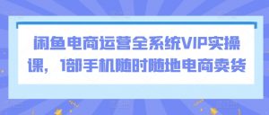 闲鱼电商运营全系统VIP实操课，1部手机随时随地电商卖货-一号资源库