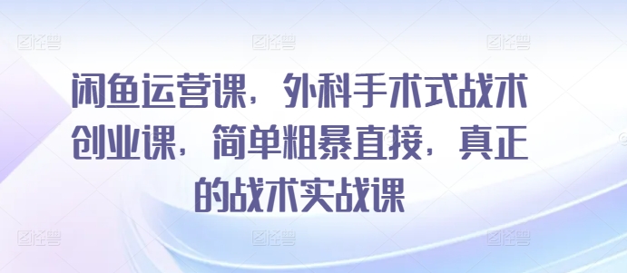 闲鱼运营课，外科手术式战术创业课，简单粗暴直接，真正的战术实战课-一号资源库