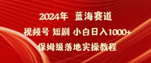 2024年视频号短剧新玩法小白日入1000+保姆级落地实操教程【揭秘】-一号资源库