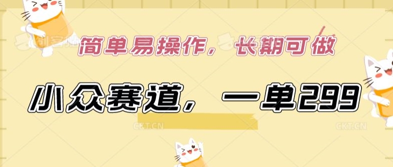 小众赛道，一单299.简单易操作，长期可做【揭秘】-一号资源库