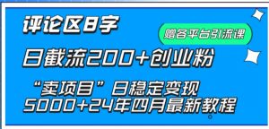 抖音评论区8字日截流200+创业粉 “卖项目”日稳定变现5000+【揭秘】-一号资源库