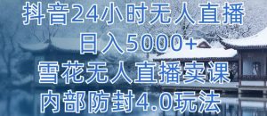 抖音24小时无人直播 日入5000+，雪花无人直播卖课，内部防封4.0玩法【揭秘】-一号资源库