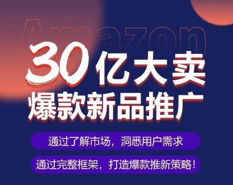 亚马逊·30亿大卖爆款新品推广，可复制、全程案例实操的爆款推新SOP-一号资源库
