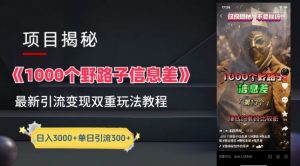 一千个野路子信息差最新玩法教程-变现+引流的玩法具体拆解【揭秘】-一号资源库