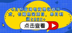 4月份蓝海电商撸收益技术，长期稳定项目，单月利润5000+【揭秘】-一号资源库