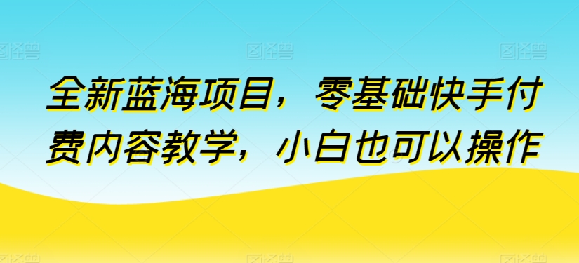 全新蓝海项目，零基础快手付费内容教学，小白也可以操作【揭秘】-一号资源库