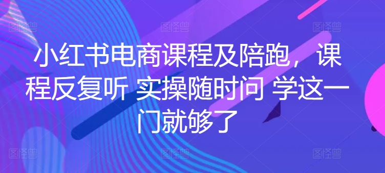 小红书电商课程及陪跑，课程反复听 实操随时问 学这一门就够了-一号资源库