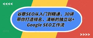 谷歌SEO从入门到精通，30讲带你打造排名，清晰的独立站+Google SEO工作流-一号资源库