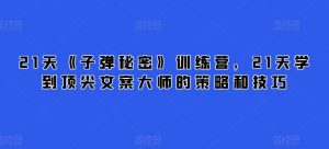 21天《子弹秘密》训练营，21天学到顶尖文案大师的策略和技巧-一号资源库