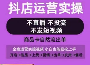 抖店运营实操课,从0-1起店视频全实操,不直播、不投流、不发短视频,商品卡自然流出单-一号资源库