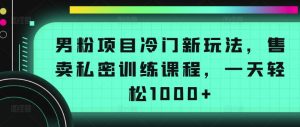 男粉项目冷门新玩法，售卖私密训练课程，一天轻松1000+【揭秘】-一号资源库
