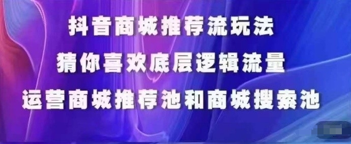 抖音商城运营课程，猜你喜欢入池商城搜索商城推荐人群标签覆盖-一号资源库