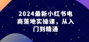 2024最新小红书电商落地实操课，从入门到精通-一号资源库