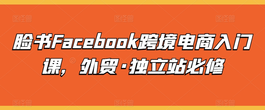 脸书Facebook跨境电商入门课，外贸·独立站必修-一号资源库