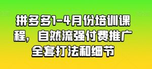 拼多多1-4月份培训课程，自然流强付费推广全套打法和细节-一号资源库
